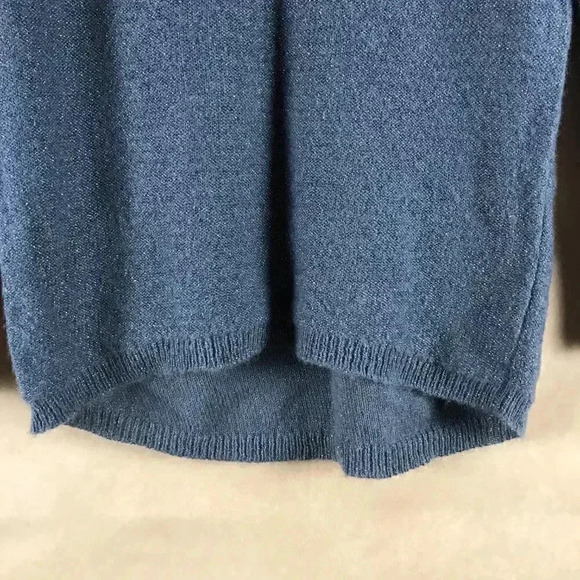 GAP Blue Metallic Hi-Low Wool Blend V-neck Sweater XS - Picture 4 of 6
